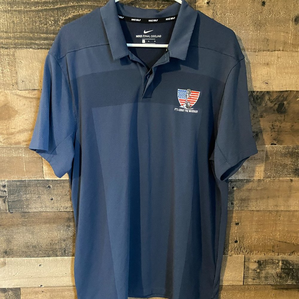Nike Zonal Cooling Men's Polo Golf Shirt Blue Size L Embroidered